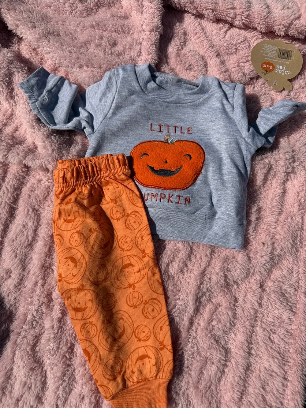 chick pea Gray & Orange 'Little Pumpkin' Kids Halloween Outfit